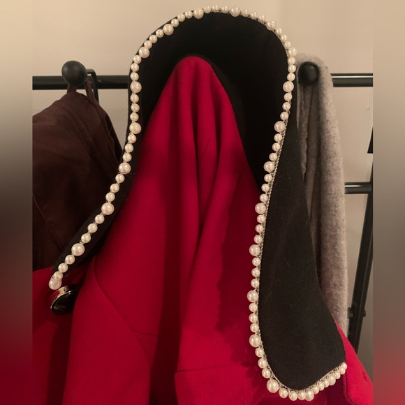 Eloquii Red Coat w Pearled Collar and Bow Side Ties Plus Size 18/20 - Picture 4 of 5